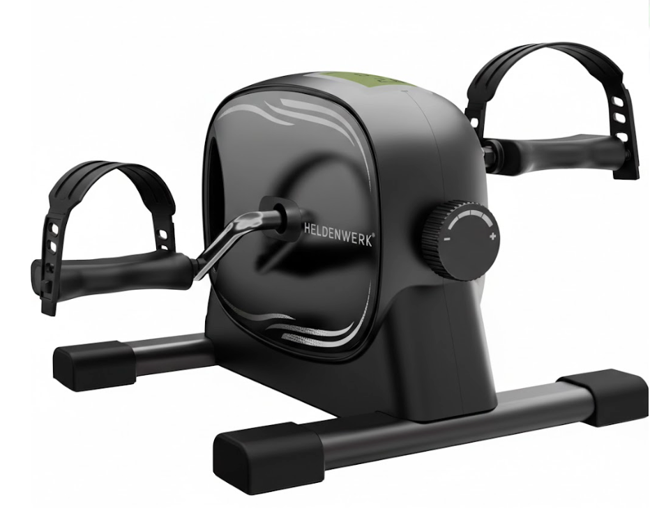 Heldenwerk Stoelfiets voor Armen en Benen – Compacte Mini Hometrainer voor Thuis – Met Weerstand en Trainingsdisplay – Inclusief Antislipmat en Bevestigingsriem – Zwart – 40 x 35 x 30 cm