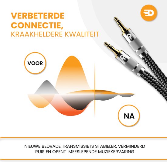 Premium AUX Kabel 3.5 mm - Nylon Audiokabel - Verguld - Mannetje naar Mannetje - Zilver - 3 meter