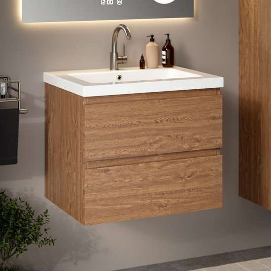Mirlux Badkamermeubel - 60 cm - Wastafel - set - Eiken