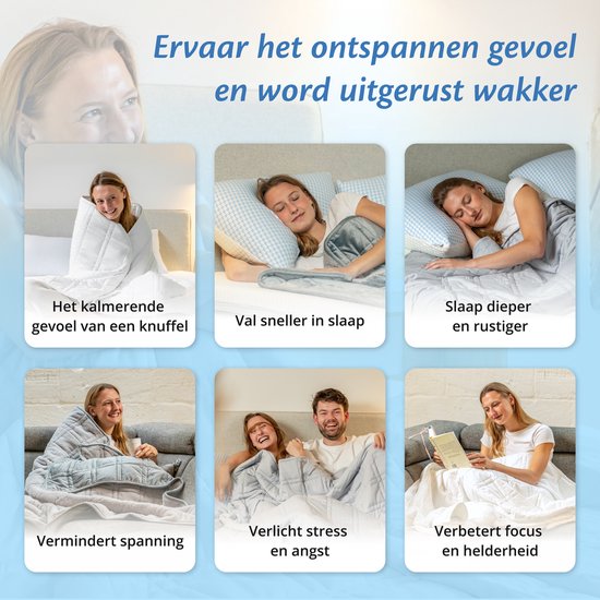 Ella Verzwaringsdeken 7 kg - OEKO-TEX Katoen Zwaartedeken 150 x 200cm - Weighted Blanket - Verzwaarde Deken - Wit