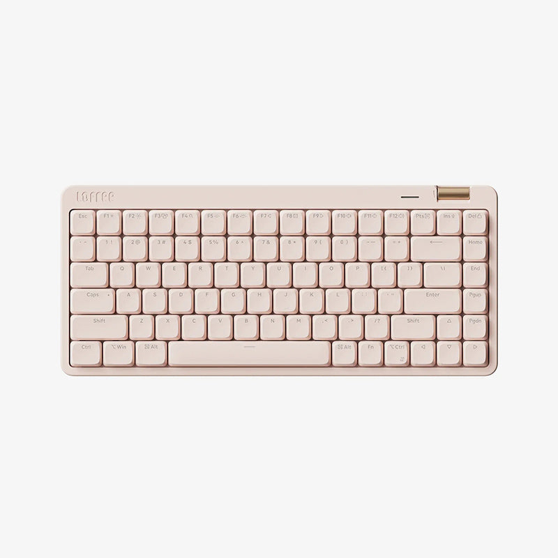 Lofree OE921 75% kantoortoetsenbord, tri-mode, US QWERTY-indeling, 84 toetsen, laagprofiel lineaire switches, 2000 mAh batterij, volumewiel, roze