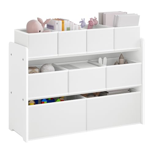 Lestarain Kinderplank met 9 Opbergdozen Wit 92 x 60 x 30 cm
