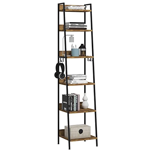 WOLTU open kast – Industrieel design met 4 haken – MDF en zwart metalen frame – 36 x 41 x 187 cm