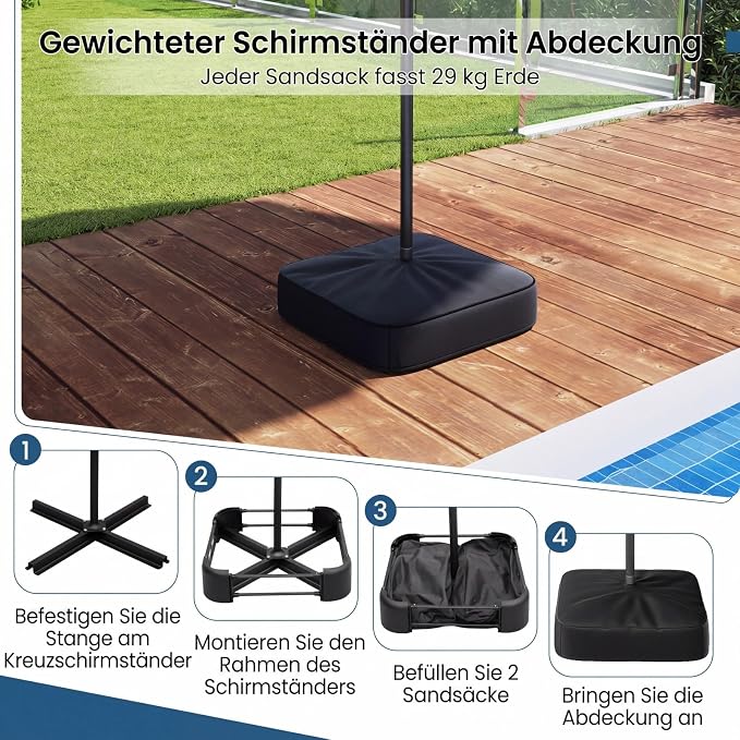 Coast Dubbele Parasol met Ledverlichting - 400 x 200 cm - UPF 50+