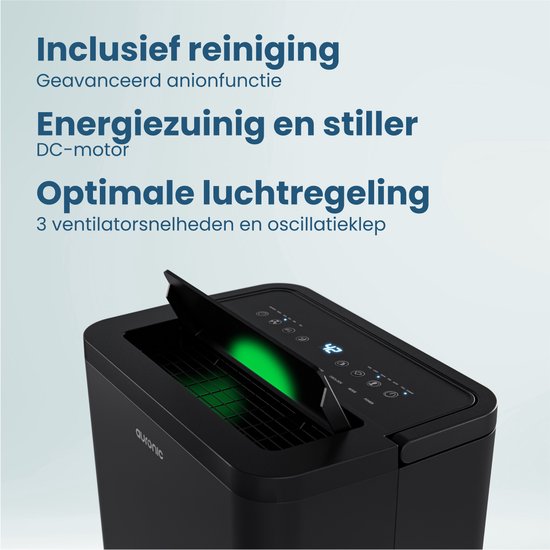 Auronic Luchtontvochtiger en Luchtreiniger - Compact Pro Plus - 20L - Slaapkamer, Badkamer, Woonkamer en Kantoor - Vochtvreter voor in Huis - Zwart