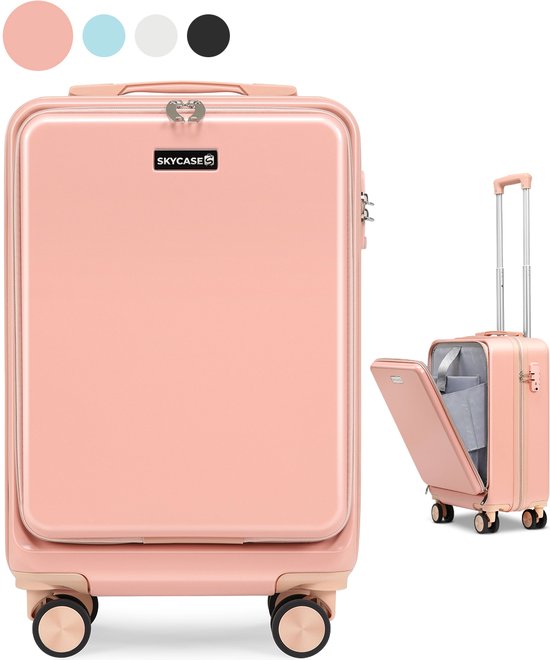SC Handbagage Koffer 35L - Lichtgewicht Trolley - TSA-slot en Laptopvak - Reiskoffer met Handig Voorvak - 55 cm - Roze