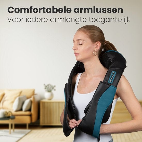 Auronic Shiatsu Massagekussen - Elektrisch Nekmassage Apparaat - Massage Apparaten - Nek en Schouder Massage Apparaat- Infrarood - Zwart/Blauw
