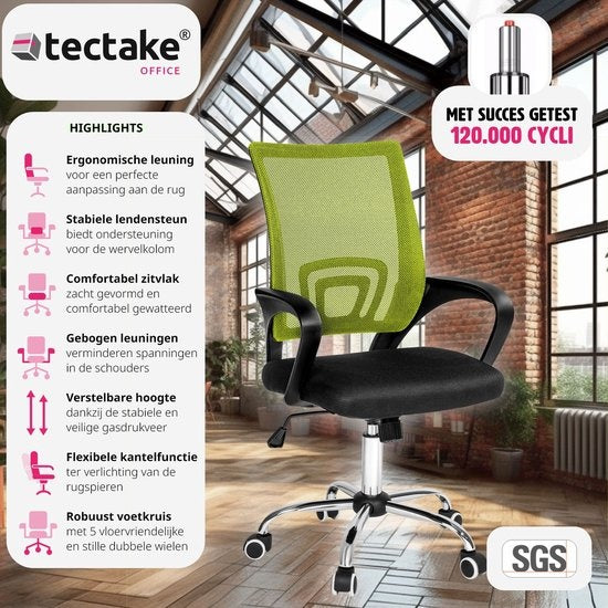 tectake - bureaustoel burostoel kantoor - design - zwart/groen
