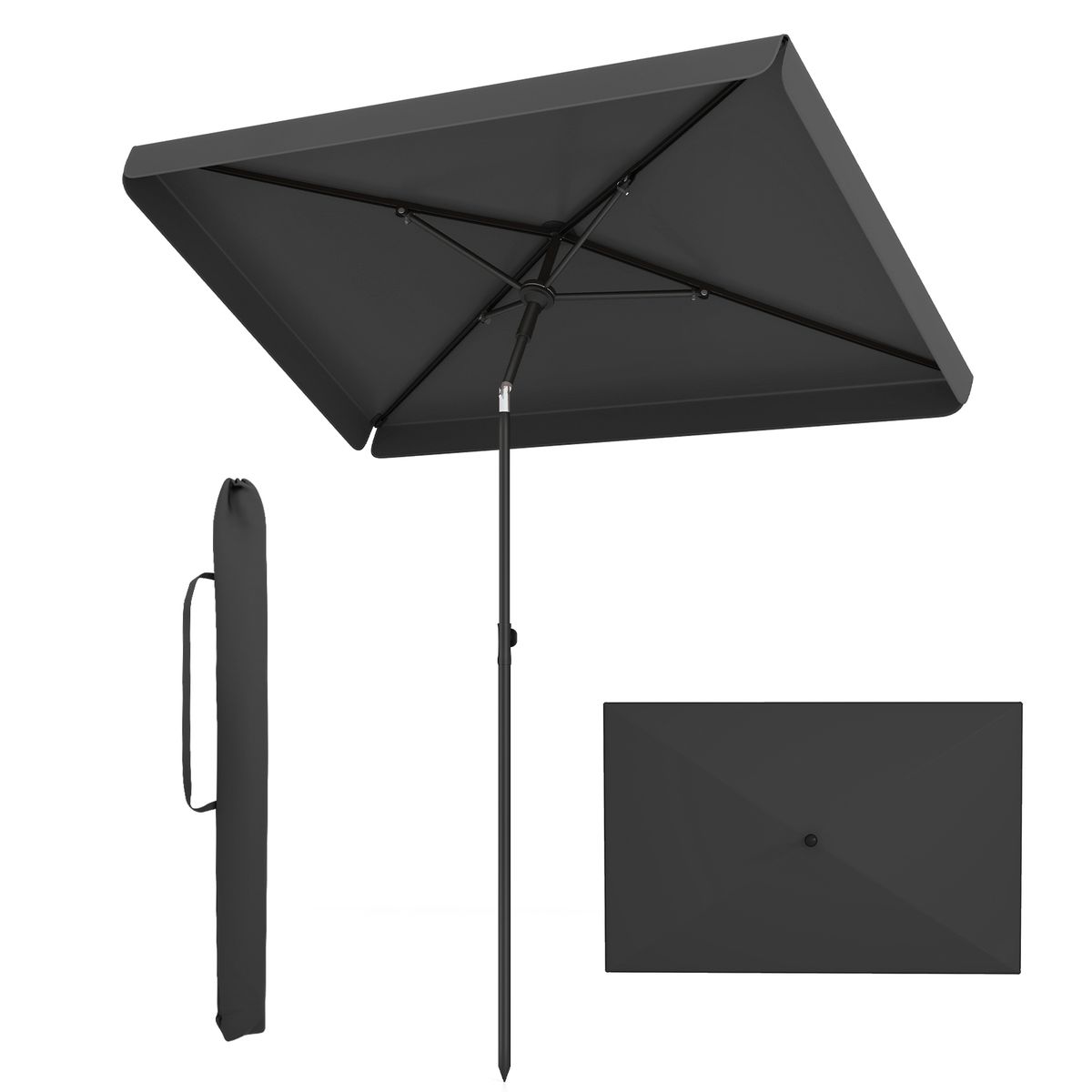 Coast Balkonparasol - rechthoekig - kantelbaar 30° - grijs 200 x 130 cm