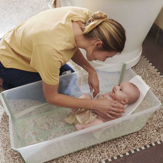 Stokke Flexi Bath XL (Ocean Blue) met ondersteuning voor pasgeborenen - Duurzaam en gemakkelijk op te bergen - Handig thuis of op reis - Geschikt voor kinderen van 0-6 jaar