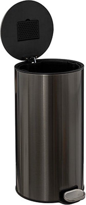 5Five Prullenbak/pedaalemmer Delta - titanium - metaal - 30 liter - 39 x 33 x 62 cm - keuken afvalbak