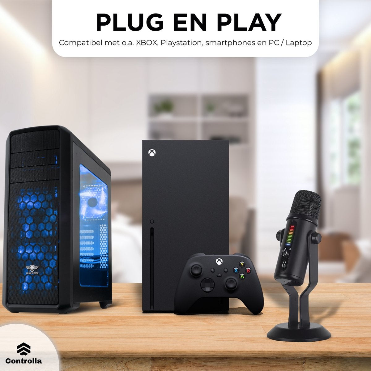 Controlla USB Microfoon - Condenser Microfoon voor PC - Gaming Microfoon - Streamen - Podcast microfoon