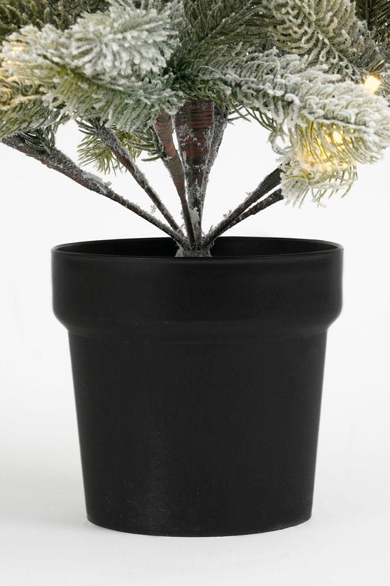 Black Box Trees Nagoya Kunstkerstboom met Verlichting - Kunstboom H90 x D42 cm - Kunst Kerstboom Besneeuwde Takken - in Kunststof Pot - Kerstdecoratie voor Binnen - met Batterij en Timer - 175 Tips