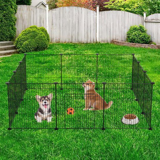 Konijnenren Puppyren 12 Panelen Zwart DIY Huisdierenren 35x35cm voor Binnen