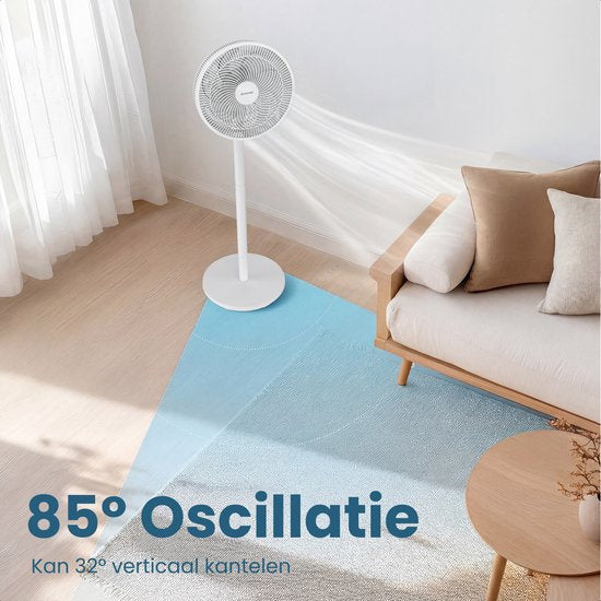 Auronic Staande Ventilator - 3 Snelheden - 85° Oscillatie - Verstelbaar 70-116 cm - Wit
