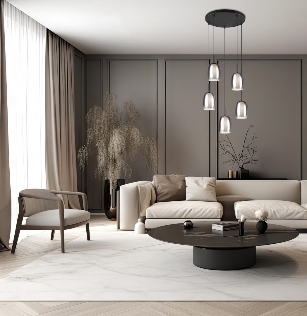 Trio Select Barret Hanglamp - Mat Zwart met Rookglas - Ø48 cm - Verstelbaar tot 150 cm
