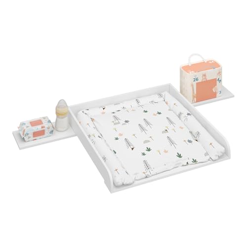 Woltu Verschoningsmat voor Commode Wit 80 x 80 cm met Beschermrand