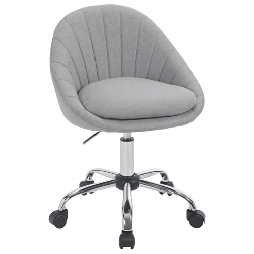 Woltu Bureaustoel Ergonomisch - Met Wielen, Draaibaar, Linnen Bekleding Grijs - Metalen Frame, 10 cm Verstelbaar, BS168gr