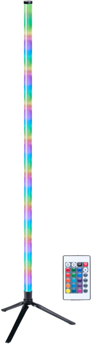 Grundig LED Vloerlamp 120 cm – RGB Staande Lamp met Afstandsbediening – USB Aangedreven – Sfeerlamp voor Woonkamer, Slaapkamer en Gaming – 4 Lichtmodi, 60 LED’s