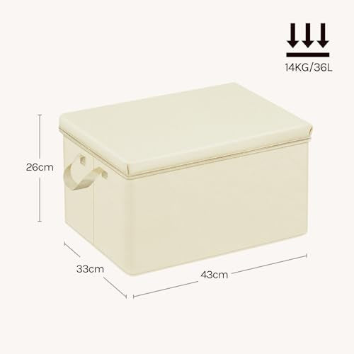 Woltu Opbergdoos met Deksel Set van 3 Crème 43 x 26 x 33 cm