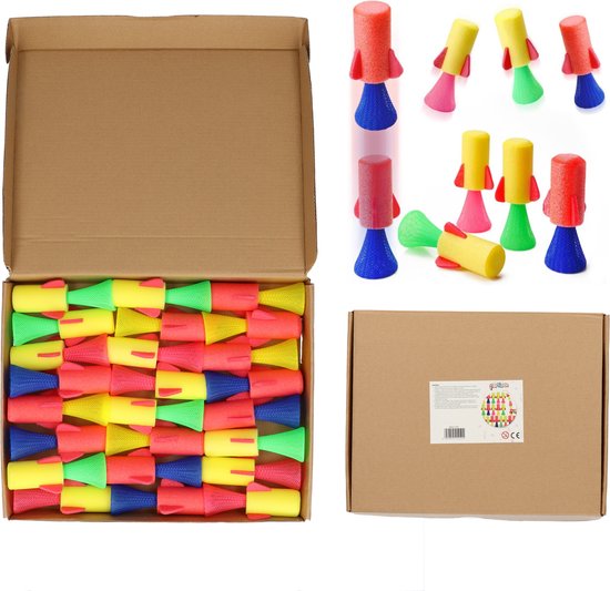Partizzle 24x Springende Raketten - Bouncing Ruimte Raket Speelgoed - Uitdeelcadeautjes - Grabbelton Traktatie Cadeautjes - Voor Kinderen & Peuters - Foam