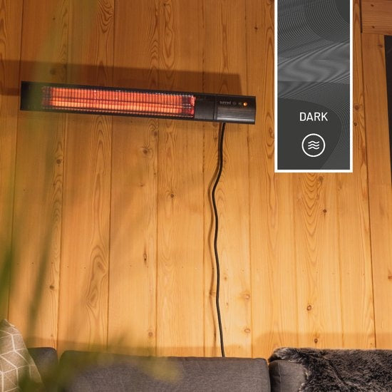 Sunred - Dark lijn - Zwart - Wand model - Terrasverwarmer – Carbon rosé goud technologie - 2500 W – ECO - 3 standen - Afstand bestuurbaar - Elektrische heater