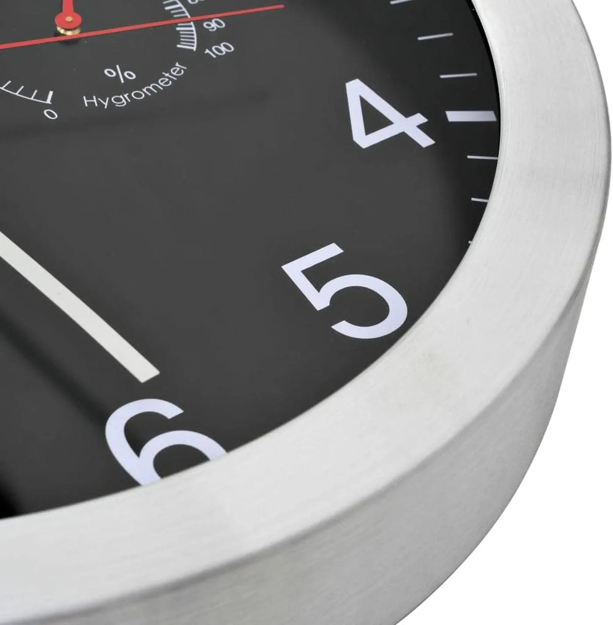 VidaXL Wandklok Ø 30 cm met Thermometer en Hygrometer - Nauwkeurig Kwartsuurwerk - Aluminium Zwart