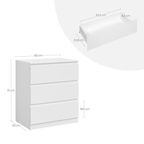 Woltu Ladekast Wit 3 Lades - Moderne Opberger voor Slaapkamer en Woonkamer
