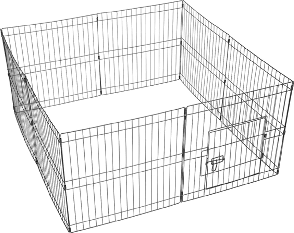 Yaheetech Puppyren Speelren – 61 x 61 cm Per Paneel – Voorzien Van 8 Panelen En Veiligheidsslot En Afgeronde Randen En Grondpinnen – Voor Puppy En Konijn – Zwart Metaal