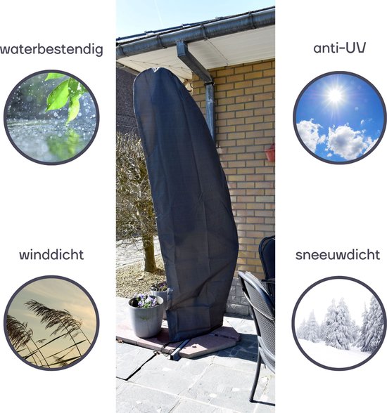 Perel Buitenhoes voor zweefparasol tot Ø 3.5 m, grijs, 260 cm x 86 cm