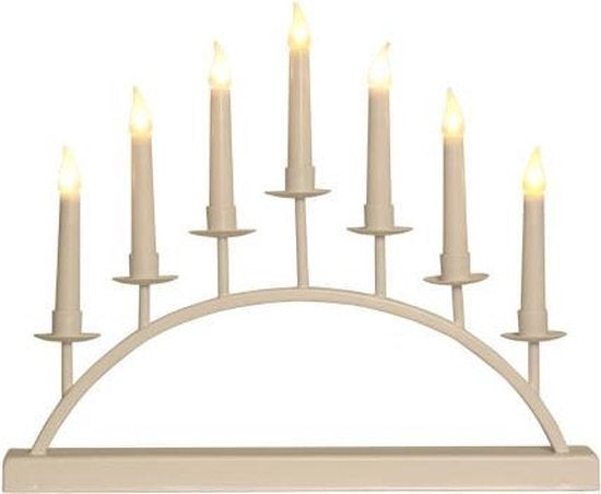 Splendeo Candelabra Led - White Metal - 7 Warm White Lamps - 3V