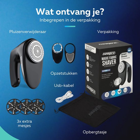 Beepro - Elektrische Pluizenverwijderaar - Ontpluizer - Ontpiller - Pluizentondeuse - Draadloos en Oplaadbaar - Zwart