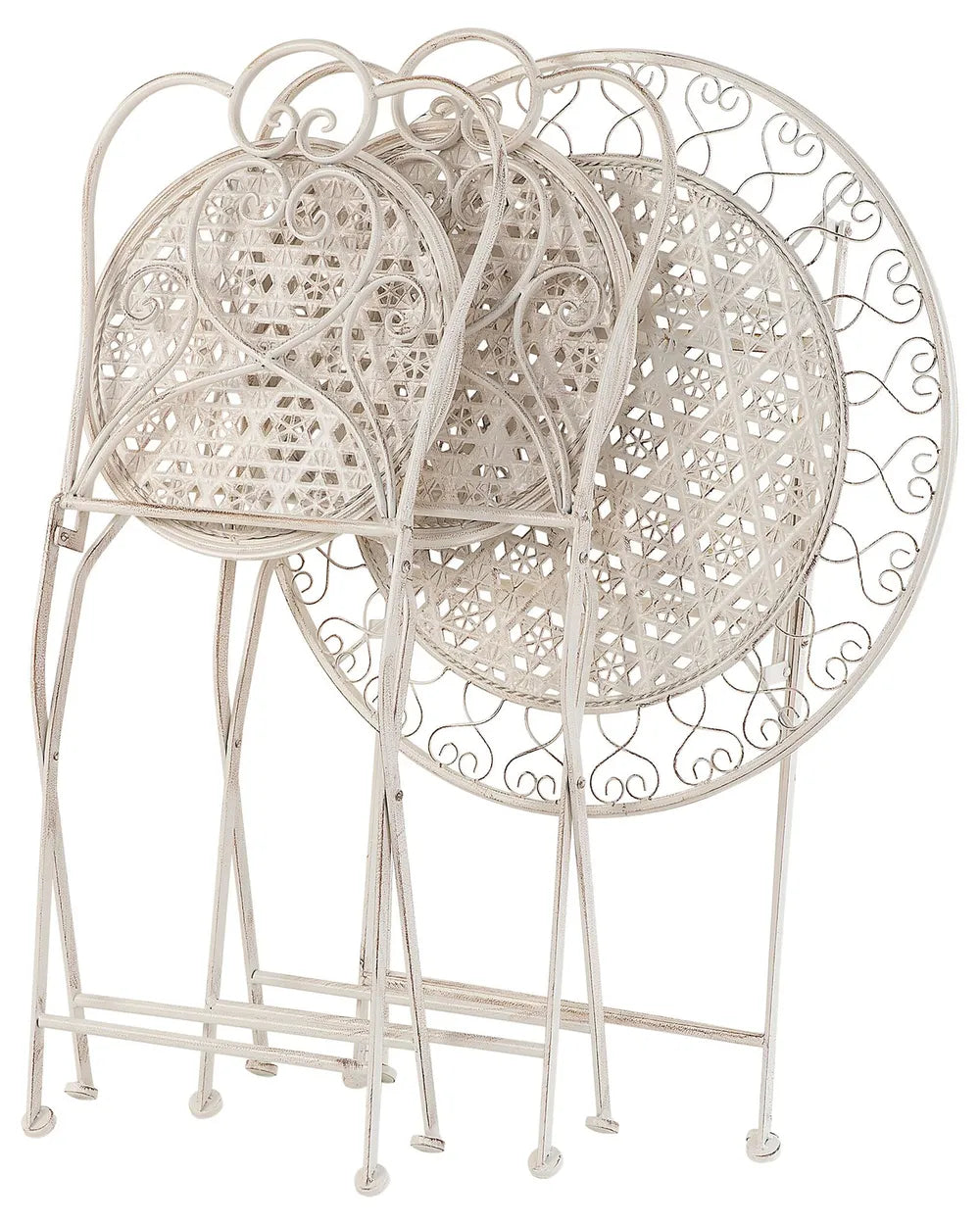 Set van 2 Opvouwbare Tuinstoelen - Metaal - Lichtbeige - 44 x 48 x 92 cm