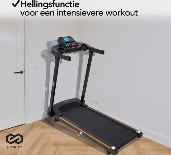 Infinity Goods Loopband Met Hellingsfunctie - 0,8-12 km/u - Inklapbaar - 132 x 60 x 117 cm - Zwart