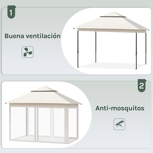 Woltu Vouwbare Tuinpaviljoen met Afneembare Muggenhorren Beige 3 x 3 m