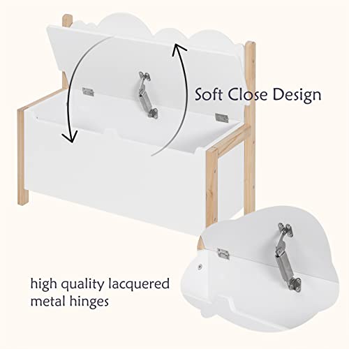 Woltu Opbergbank met Rugleuning en Speelgoedkist voor Kinderen Wit 60 x 25,5 x 55 cm