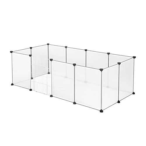 Eugad Speelren Voor Kleine Huisdieren Transparant - Metaal - 145x75x46 cm - 12 Panelen 35x45 cm