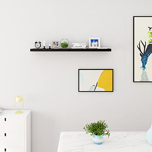 Woltu Wandplank - Zwevend - Hoogglans Zwart - 120 cm - Extra Sterk