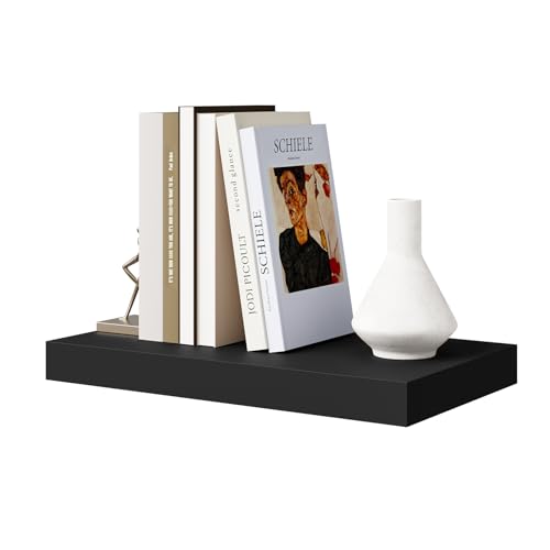 Woltu Zwevende Wandplank RG9372sz - Houten Wandrek Zwart - 40x23x3,8 cm - Voor Woonkamer, Slaapkamer en Keuken