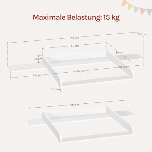 Woltu Verschoningsmat voor Commode Wit 80 x 80 cm met Beschermrand