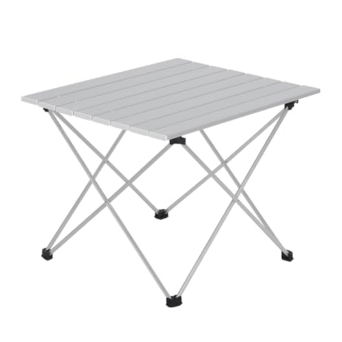 Woltu Picknicktafel Campingtafel Opvouwbaar - Aluminium Zilver - 56x46x40 cm