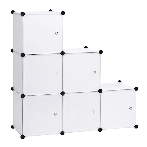 Woltu Modulaire Opbergkast met Deur - Wit - 96 x 30 x 96 cm - 6 Compartimenten