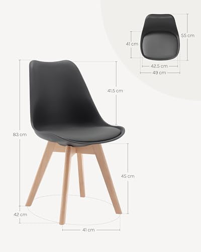 Woltu Eetkamerstoelen Set van 2 Ergonomisch Design - Massief Hout en Kunstleer - Grijs - BH29gr-2