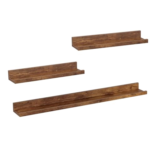 Woltu Set van 3 Wandplanken - Rustiek Bruin - 2x 40x10 cm & 1x 80x10 cm