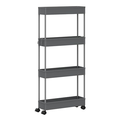 Keukentrolley met 4 Niveaus en Wielen Grijs 39 x 83,5 x 12,5 cm