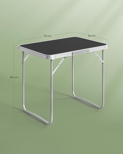 Woltu Opvouwbare Campingtafel Aluminium en MDF Zwart 70 x 60 x 50 cm