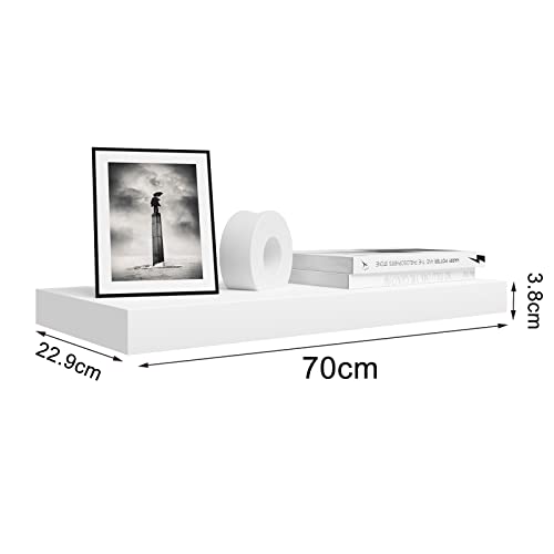 Woltu Set van 3 Zwevende Wandplanken - Wit - Voor Woonkamer, Keuken, Slaapkamer en Badkamer