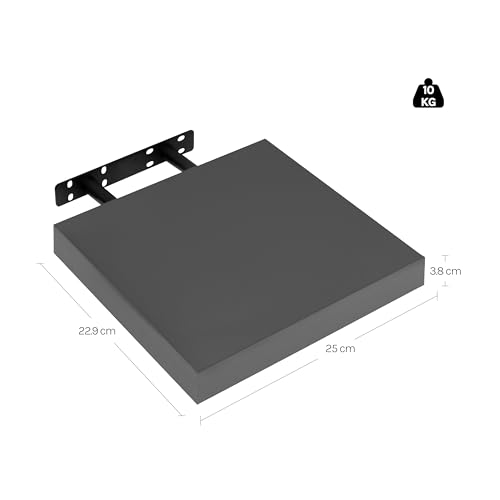 Woltu Rechthoekige Wandplank Boekenkast - Donkergrijs MDF - 25 cm