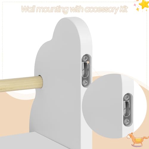 Woltu Kinderboekenkast Wolkvormige Wandplank - MDF en Grenenhout Wit - 3 Planken 45x12,7x23 cm