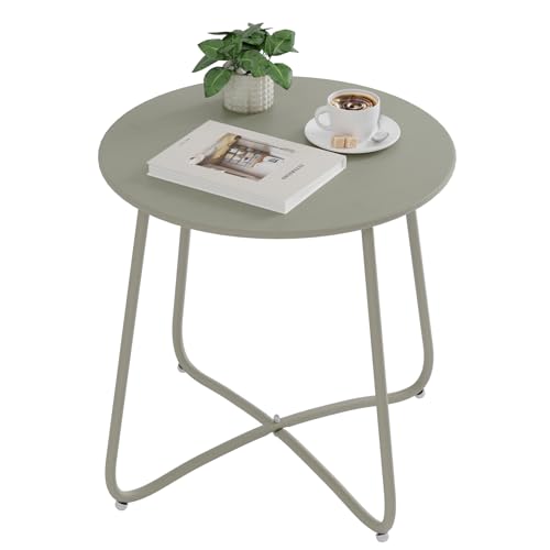 eSituro Ronde Tuin- en Balkon Tafel - Metaal Grijs - Ø48 x H45 cm